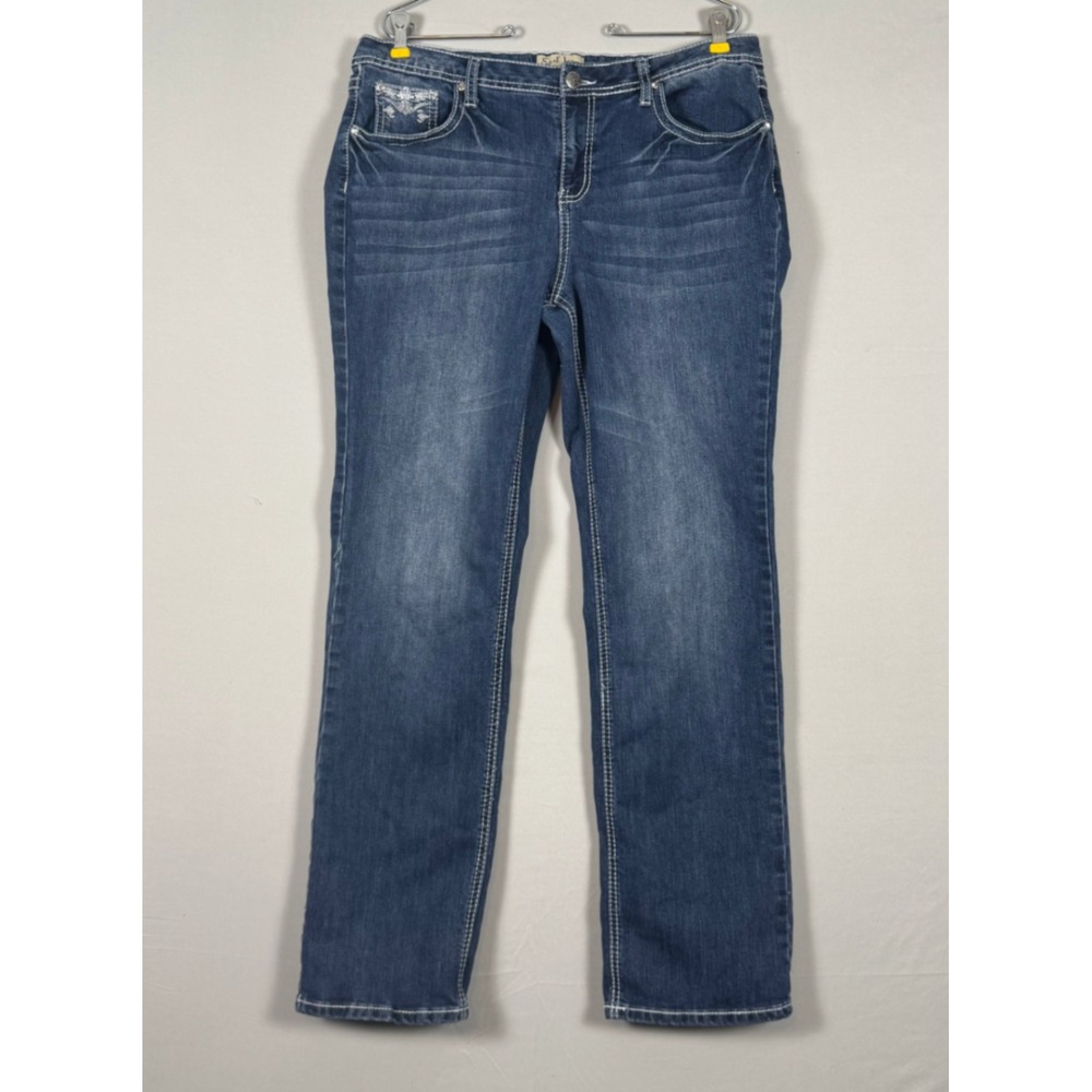 Earl Jean Straight Leg Jeans Womens 14 Blue NWOT Y2K Contrast Stitch Stretch